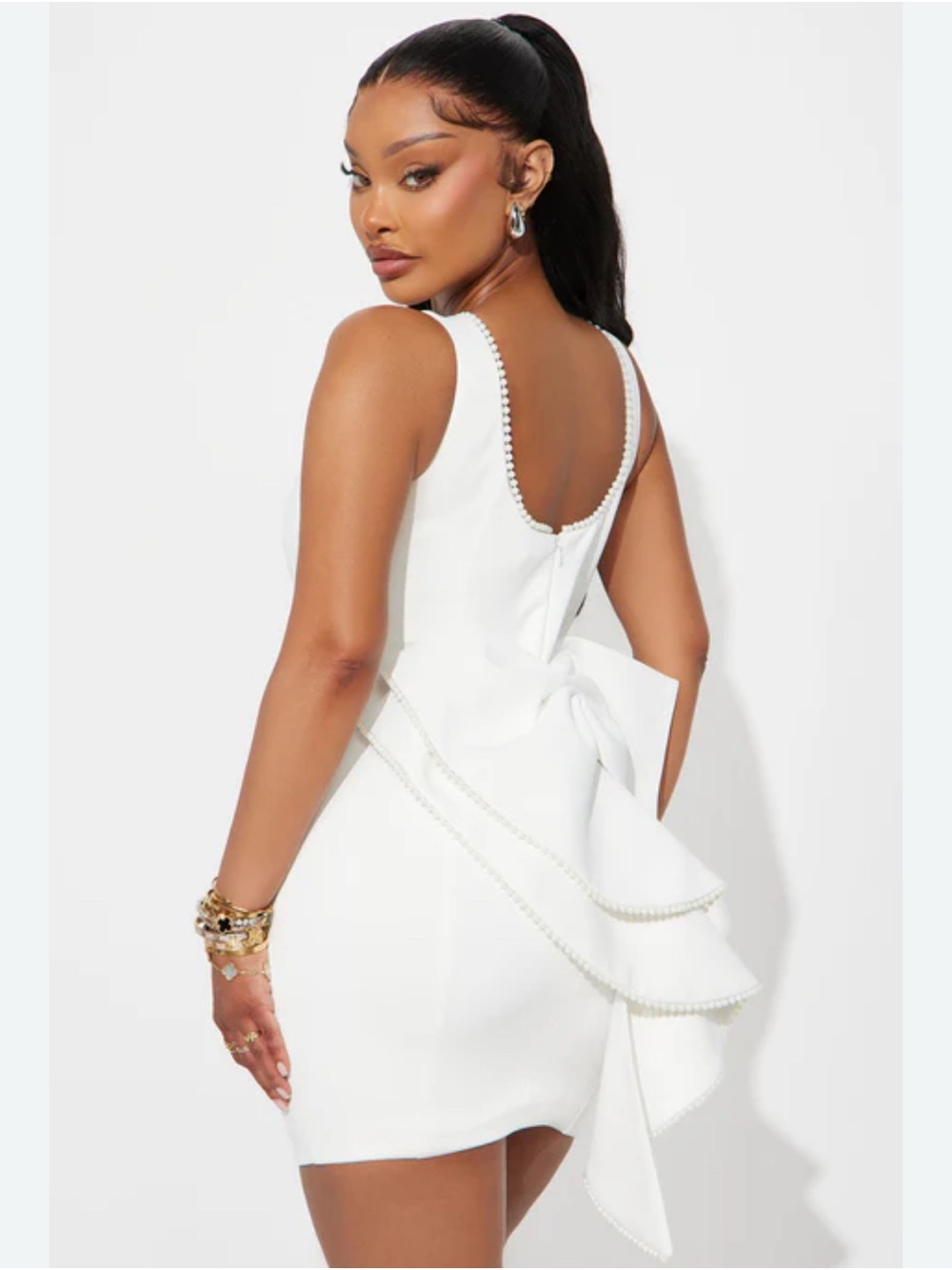 Fashion nova Bride Time Bow Mini Dress White size L NWT
